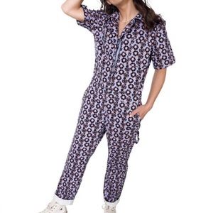 Wildfang Jumpsuit Workwear Women’s Size Medium in blooming floral Pink Blue